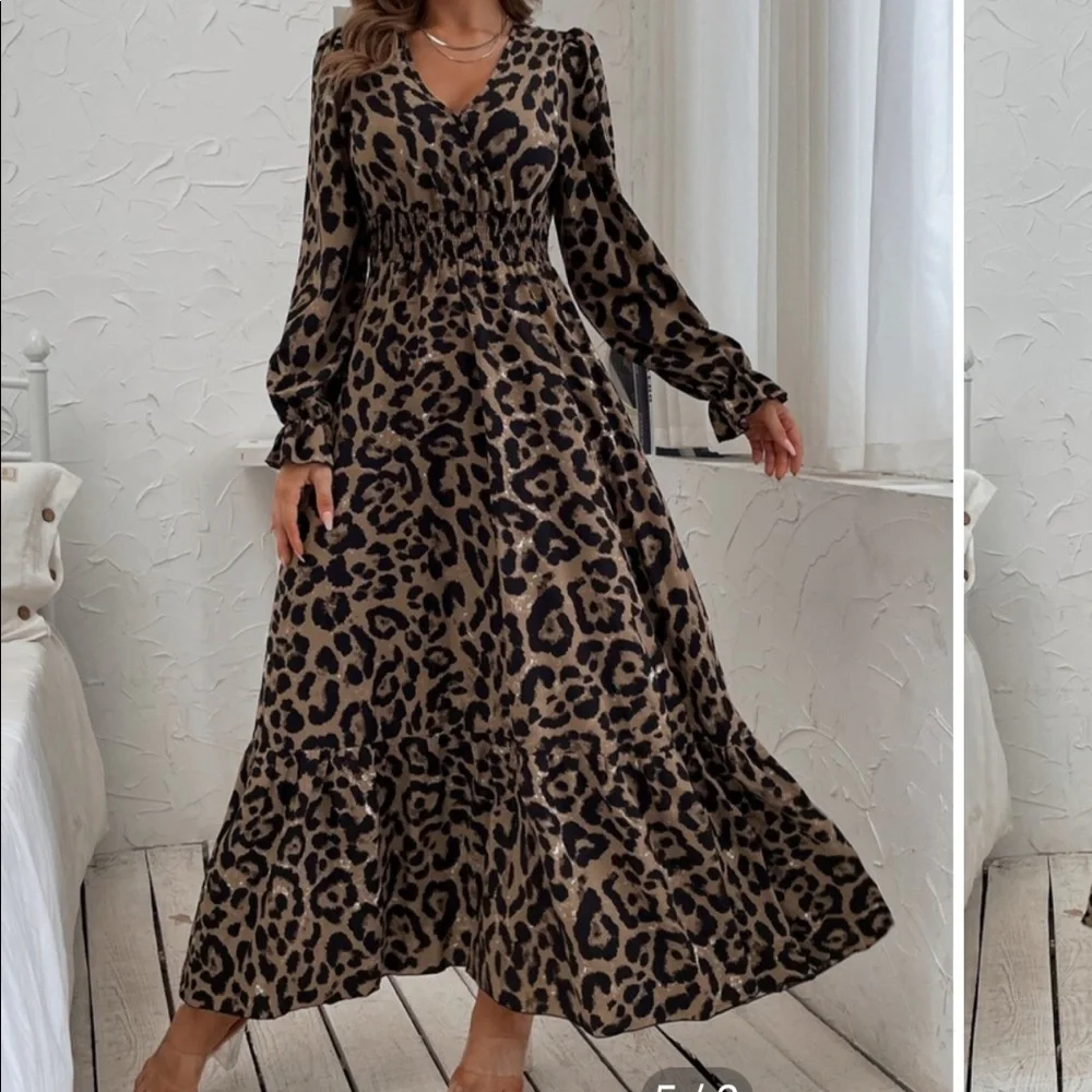 Boho Gypsy Print Flounce Sleeve Smocked Dress - Picture 2 of 14